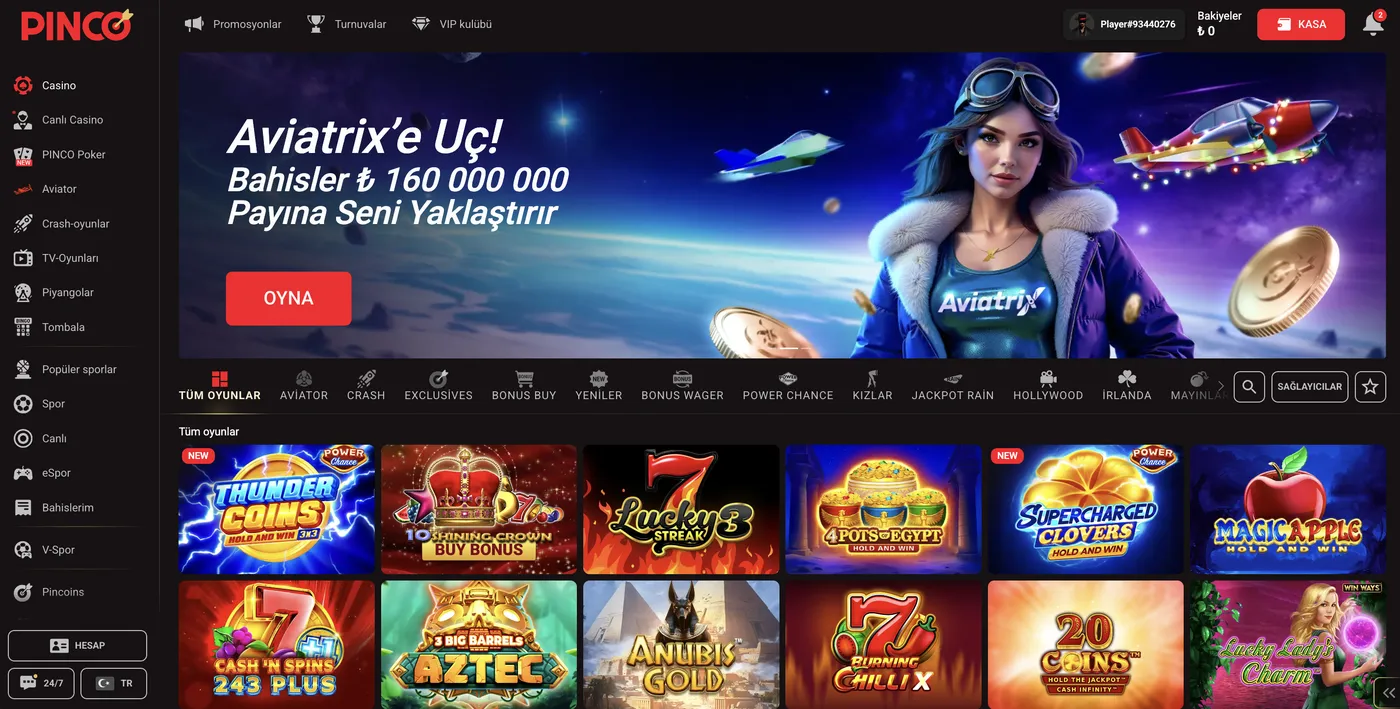 Pinco Casino hesap güvenliği ve giriş koruması